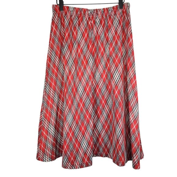 Vintage Red Plaid Midi Skirt - Picture 2 of 4
